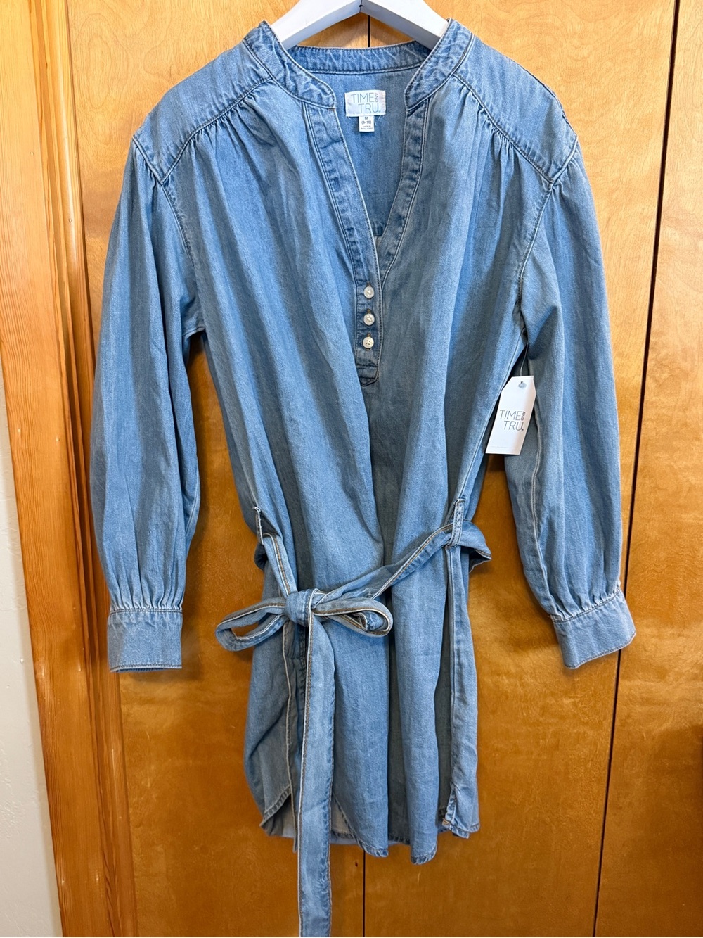 Cute Fall 🍁Denim Belt Shirt Dress Women Size Medium